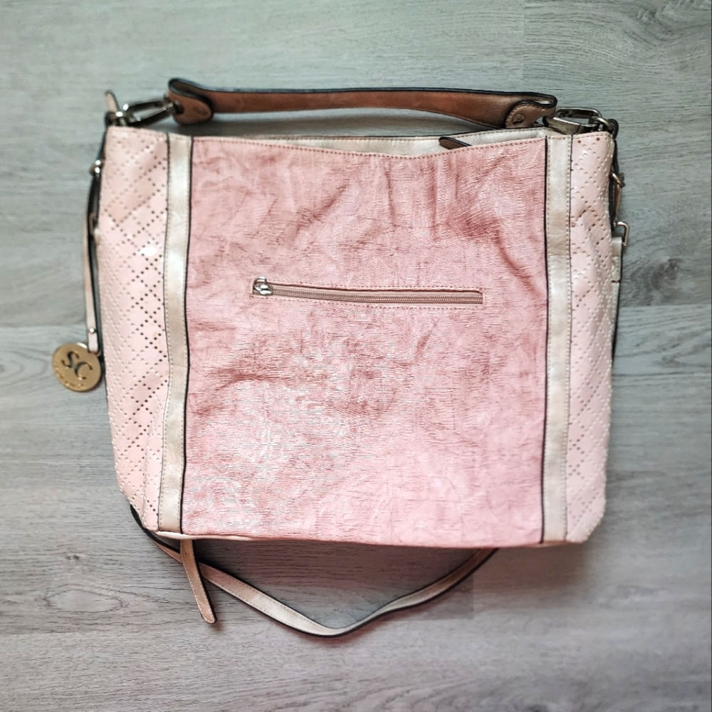 Simon Chang Women's Pink Crossbody Bohemian Boho Oversized Satchel Handbag Purse